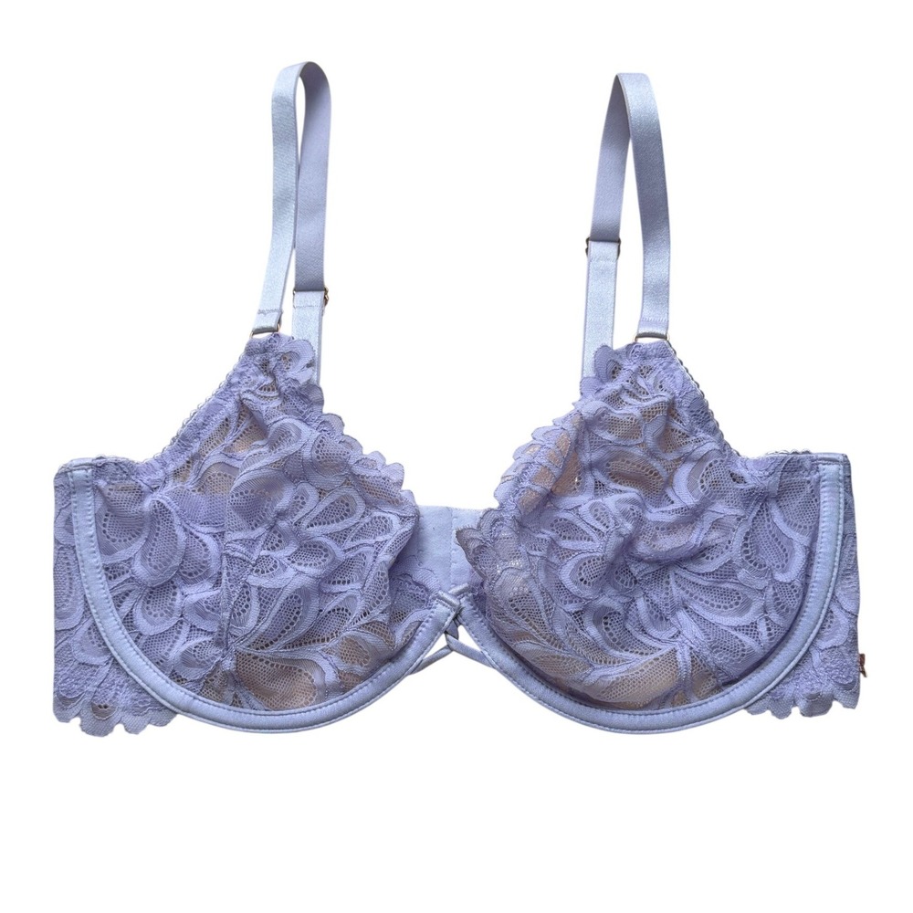 Savage X Fenty Lace Underwire Bra Women 36DD Lavender‎ Floral Lingerie